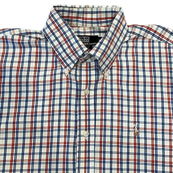 Polo Ralph Lauren Mens Shirt 16.5 Plaid Oxford Preppy Designer Button Down - Picture 1 of 8